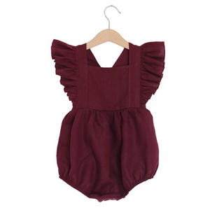 Vêtements d'été pour bébés filles, combinaison en lin doux et mignon avec volants, barboteuse pour filles de 0 à 36 mois, nouveau-né - Product Image 3
