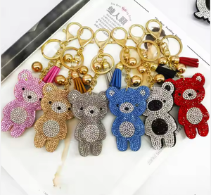 พวงกุญแจหมีสแตนเลส จี้กระเป๋านักเรียน แฟชั่นส่วนบุคคล คุณภาพสูง หลายสี ปรับแต่งได้ พิมพ์ตัวอักษรแบบกด - Product Image 1