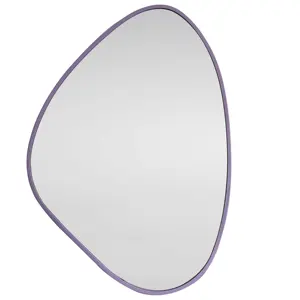 مرآة معدنية بإطار أرجواني غير منتظمة، مرآة معلقة على الحائط يمكن استخدامها لتزيين المنزل