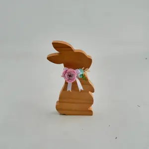 ईस्टर सजावट में सरल खरगोश लकड़ी के हस्तशिल्प वेस लकड़ी के हस्तशिल्प