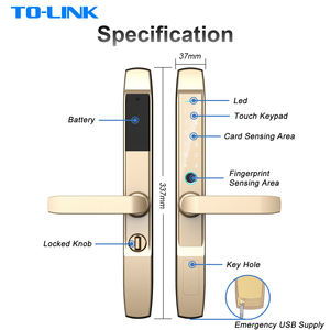 Serrure intelligente coulissante en aluminium Tolink Gold RFID avec code, empreinte digitale et multi-authentification Tuya TTLock, en alliage de zinc, étanche IP65 - Product Image 6