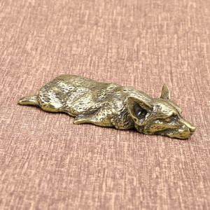 批发复古黄铜铸造狗摆件茶具宠物书桌装饰 - Product Image 5