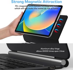 Funda con Teclado para iPad 10.ª Gen. <span class=keywords><strong>2022</strong></span> y 11.ª Gen., Plegable, con Soporte Multiángulo, Teclas <span class=keywords><strong>de</strong></span> Tijera, Panel Táctil Multigesto, Retroiluminación Colorida - Product Image 4