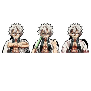 Decoración de <span class=keywords><strong>Manga</strong></span>, <span class=keywords><strong>Demon</strong></span> <span class=keywords><strong>Slayer</strong></span>, Pegatinas de Anime en 3D, Impermeables, Ecológicas, Material PET, Arte Mural, Regalo para Laptop y Auto - Product Image 4