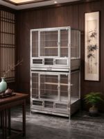 Cage à oiseaux en acier inoxydable avec plateau coulissant, fond amovible en maille, cage d'élevage pour perroquets, anti-évasion, cages pour animaux de compagnie pour perruches
