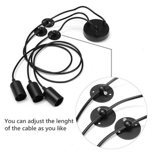 DIY 맞춤형 거미 펜던트 조명 3헤드 블랙 철제 샹들리에 (긴 와이어 포함) - Product Image 4
