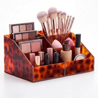 Porte-pinceaux de maquillage en acrylique avec compartiments, organiseur de rangement pour pinceaux cosmétiques de bureau pour outils de maquillage