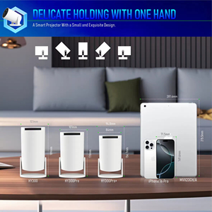 Junuo Hot Bán Hy300 Pro + Mini Chiếu 1080P Xách Tay <span class=keywords><strong>Android</strong></span> 11 Thông Minh TV LED Thông Minh Rạp Hát Tại Nhà Máy Chiếu 170 Lumens 180 - Product Image 5
