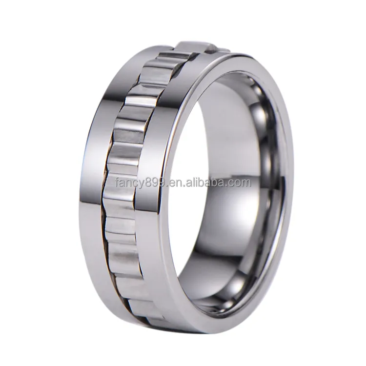 Fashion finger 8mm men rotating tungsten spinner rings fidget rings for anxiety