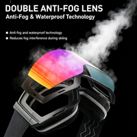 Masque de ski magnétique relevable avec protection UV400, verres miroir, anti-buée, étanche, coupe-vent, vision large 120°, logo personnalisé OEM