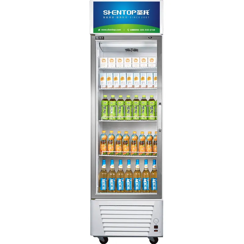 Refrigerador comercial vertical para supermercado, soporte de refrigerador de cerveza con puerta de vidrio, refrigerador de exhibición, venta de refrigeradores