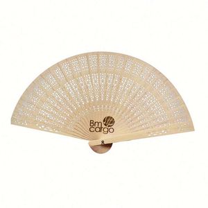 Éventail en papier de bambou blanc de 21 cm, peint à la main, avec pompon, idéal pour les mariages et les promotions - Product Image 6