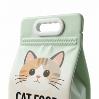 Sac d'emballage pour aliments pour animaux de compagnie, imprimé sur mesure, écologique, recyclable, résistant à l'humidité, avec fenêtre transparente, fond plat, pochette en plastique autoportante