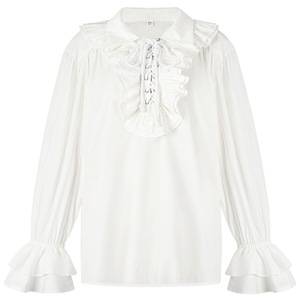 Chemise blanche à volants pour homme, costume médiéval Renaissance, manches longues, tenue de scène - Product Image 5