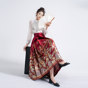 Nouveau style <span class=keywords><strong>chinois</strong></span> Hanfu jupe à visage de cheval pour les femmes 2024 nouveau phénix danse tissage élégant fleur broderie artisanat jupe robe - Product Image 4