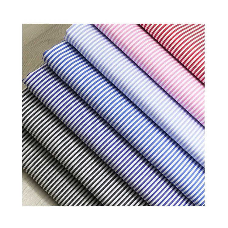 Factory Direct Sale Fine Striped Fabric 230Gsm CVC 80% Cotton 20% Polyester Yarn Dyed Knitted C Fabric for Shirting Fabric