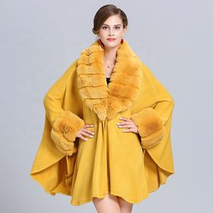 Nieuwe Collectie Hoge Kwaliteit Winter Warme Deken Elegante Luxe Dame Vrouwen Poncho Bont Sjaals - Product Image 4