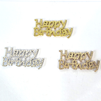 Adorno de Pastel de Cumpleaños 3D con Cristales de Imitación, Decoración de Pastel de Cumpleaños en Letras Cursivas, para Fiestas y Celebraciones, Precio de Fábrica
