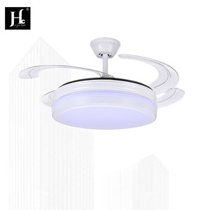 Modern 42-Inch <b>LED</b> <b>Ceiling</b> <b>Fan</b> DC Invisible Copper Design AC Remote Control Switch Acrylic Lamp Body for Dining - Product Image 3
