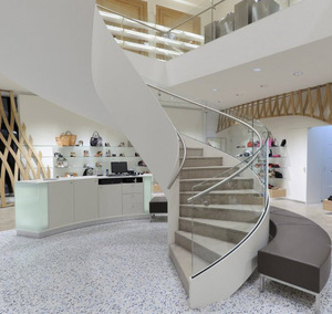 Hiện Đại Granite Cầu Thang Thiết Kế Rèn Sắt Cầu Thang Lan Can Kính Cong <span class=keywords><strong>ARC</strong></span> Cầu Thang - Product Image 5