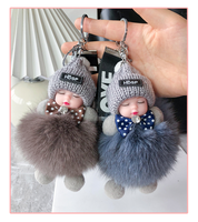 Porte-clés en peluche douce et adorable pour bébé endormi, pendentif mignon en fourrure pour sac, porte-clés en peluche charmant, cadeau
