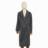 Peignoir de bain en tissu éponge de coton pour hôtel, broderie personnalisée du logo, vêtements de nuit de luxe, bleu foncé, doux, absorbant, peignoir de spa