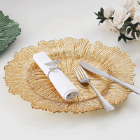 Assiettes de présentation en plastique de luxe personnalisées Xiangjin de 13 pouces pour mariages et fêtes, vaisselle décorative faite à la main motif récif