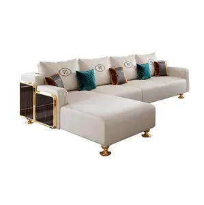 Hoàng gia sofa thiết lập phòng khách sang trọng Đồ nội thất đi văng giường gấp ra chiếc ghế chất lượng bọt sang trọng L hình dạng sofa