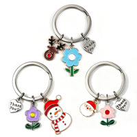 Porte-clés de Noël Père Noël, pendentif fleur et lettre d'amour, porte-clés fleur de Noël