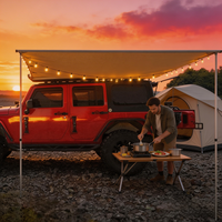 Auvent latéral de voiture en tissu Oxford 420D pour le camping en plein air, avec tiges de support en aluminium, tente latérale de voiture, auvent imperméable et pare-soleil