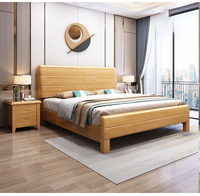 Muebles de Dormitorio de Diseño Doble Simple Estilo Chino Personalizado, Cama de Madera Maciza para Adultos, Camas de Madera