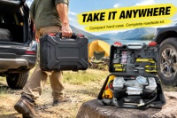 Compresseur d'air portable à double cylindre pour voiture, pompe à gonflage de pneus 12V, 150 PSI, robuste, pour la réparation des pneus de voiture, SUV, camion