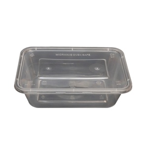 Boîte alimentaire rectangulaire jetable en PP, compatible micro-ondes, noire, transparente, blanche, pour sandwichs et plats à emporter - Product Image 1