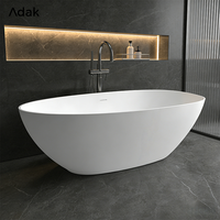 Baignoire Adak personnalisable en surface solide, moderne, autoportante, pour immersion, finition mate/brillante, pour appartement/villa, avec drain