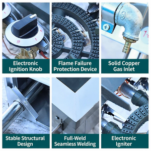 Fornello a <span class=keywords><strong>Gas</strong></span> Commerciale a 3 Fuochi per Ristoranti, Modello 2026, 600x600(+130)mm, Garanzia 1 Anno sulle Parti - Product Image 3
