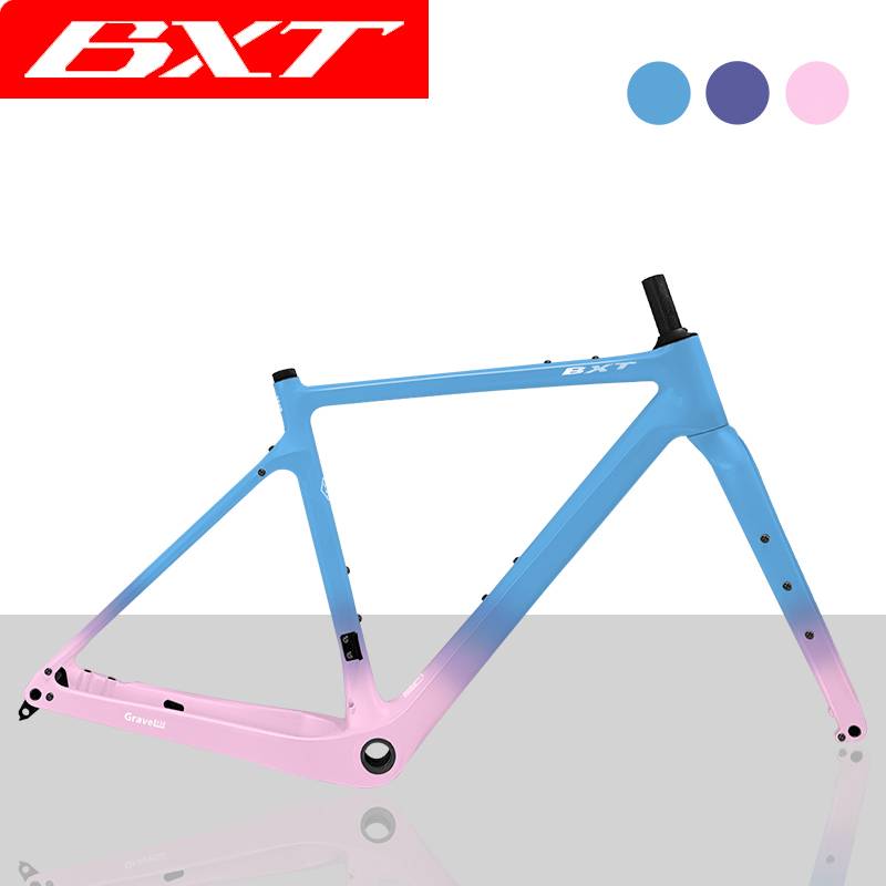 Kit Cadre Gravel Carbone 700C BXT - Tous Câbles Internes - Complet Avec Fourche Et Cintre