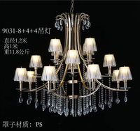 Lustres en cristal métalliques modernes de luxe, lustre suspendu contemporain LED IP55, luminaire de plafond pour mariage, 5 étages (16 lumières)
