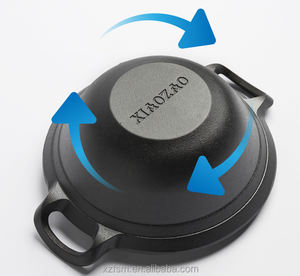 Juegos de <span class=keywords><strong>Wok</strong></span> Chinos de Buena Calidad, Utensilios de Cocina Redondos de Hierro Fundido con Tapa de Madera - Product Image 5