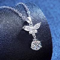 Collier Moissanite en argent sterling S925 haut de gamme Original Cross-Border Mini Shell Pearl Butterfly Design Versatile Luxury