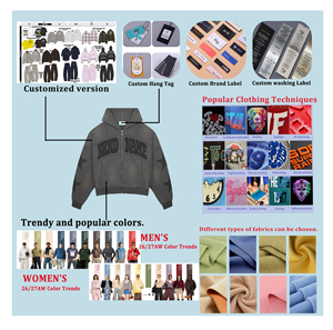 Felpe con cappuccio da <span class=keywords><strong>uomo</strong></span> personalizzate ricamate, in <span class=keywords><strong>cotone</strong></span> 100%, lavaggio pigmentato effetto sbiadito, spazzolate, vestibilità ampia e squadrata, girocollo con mezza zip - Product Image 4