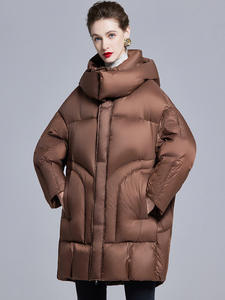 Veste d'hiver épaisse en duvet de canard blanc longue pour femmes, mode haut de gamme, personnalisée, anti-froid, mi-longue - Product Image 3