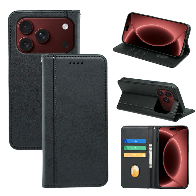 Top Ranking Leather Phone Case for iPhone 18 Pro Max with Card Holder Flip Wallet Protective Mobile Cover