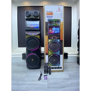 Portable Dual 12inch Professional <b>Speaker</b> Outdoor FM RGB LED TF <b>USB</b> Party Battery/AC Powered Home CH-2122AV <b>Speaker</b> With Microph - Product Image 1