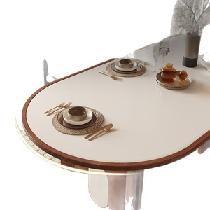 Oval Extendable Dining <b>Table</b> With Wooden Legs For <b>Small</b> Space Home Use - Product Image 5