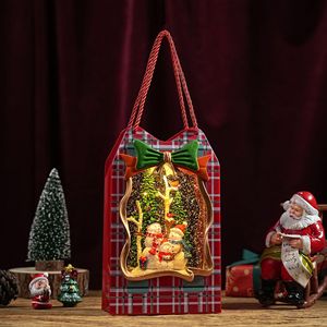 Sac cadeau <span class=keywords><strong>de</strong></span> <span class=keywords><strong>Noël</strong></span>, boîte à musique, cadre à carreaux gingham, effet <span class=keywords><strong>de</strong></span> neige tourbillonnante, sac fourre-tout <span class=keywords><strong>de</strong></span> boutique, sac à main portable, souvenir festif, meilleur cadeau - Product Image 4