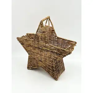 christmas storage basket kids fashion star basket organizer Woven Wicker Decorative Christmas Star Basket