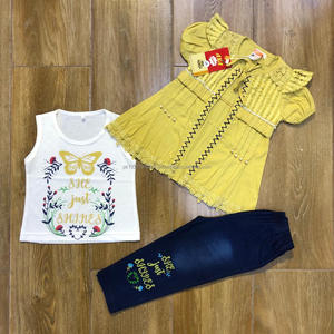 Trajes de algodón de popelina para bebé, camisa fina de popelina interior con pantalón vaquero, vestido informal para niña pequeña, 3 piezas - Product Image 6