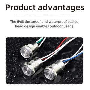 IP68开关 短型 10A 大电流防水瞬时按钮开关 一常开 16mm 控制按钮带LED - Product Image 3