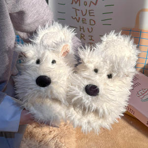 Nouveau produit en gros PVC semelle <span class=keywords><strong>petit</strong></span> <span class=keywords><strong>chien</strong></span> traînant dans une ligne doublure en peluche pantoufles de dessin animé avec la meilleure qualité - Product Image 3