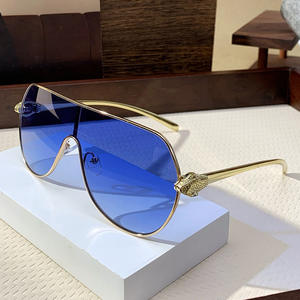 Gafas de Sol de Diseñador de Marca de Moda 2025, Doradas, UV400, Sin Montura, Estilo Piloto, Cuadradas, Grandes, Metálicas, con Cabeza de Guepardo, Lentes Degradadas de Color - Product Image 6